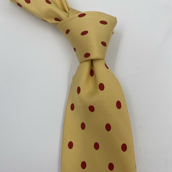 Hermès Yellow Tie with Red Polka Dots - Picture 1 of 5